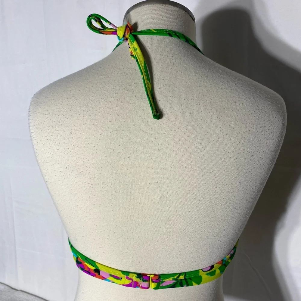 Aerie Vibrant Floral Halter Bikini Top With Underwire 34B - Picture 4 of 13